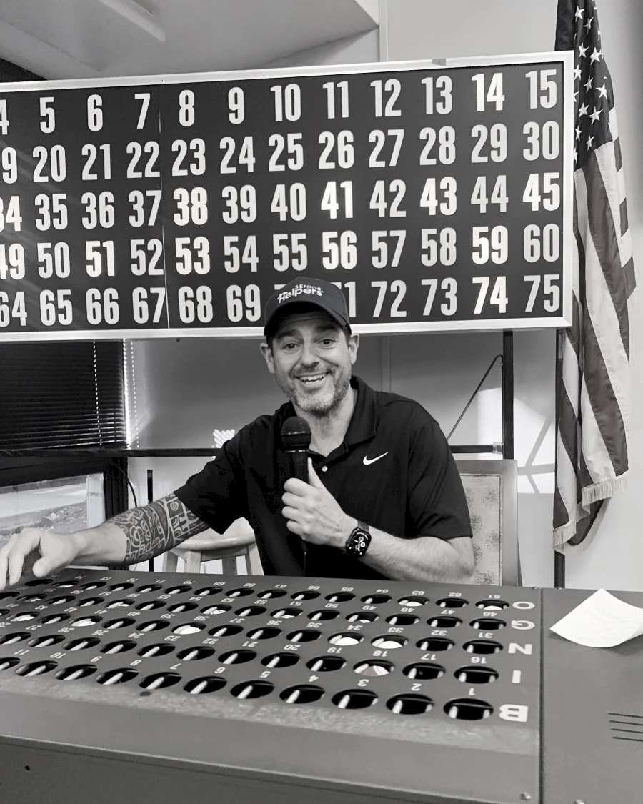 Owner of Senior Helpers South Valley calling BINGO at the LA Jewish Health Assisted Living in Reseda, CA.