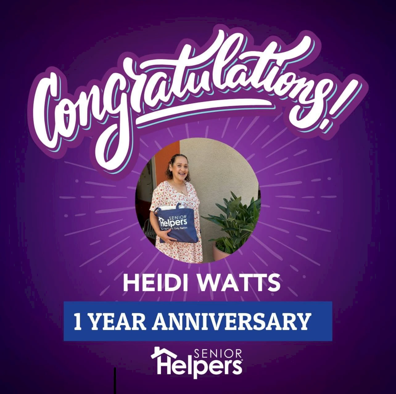 We would like to congratulate Heidi on her 1-year anniversary. We appreciate her dedication and commitment to providing the best care to our clients. We are blessed to have her on our team.