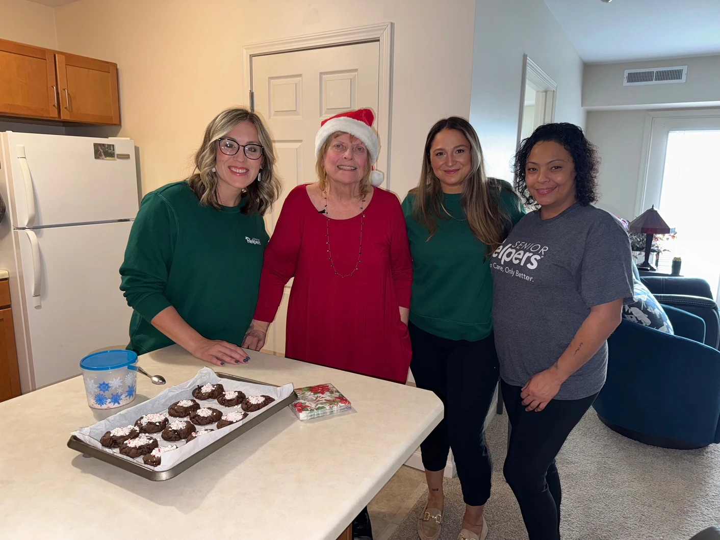 Spreading Holiday Cheer! Our Santa's Senior Helpers were featured on Channel 7 News as they decked the halls and baked festive treats for a special client. It's all about bringing joy and smiles this season!