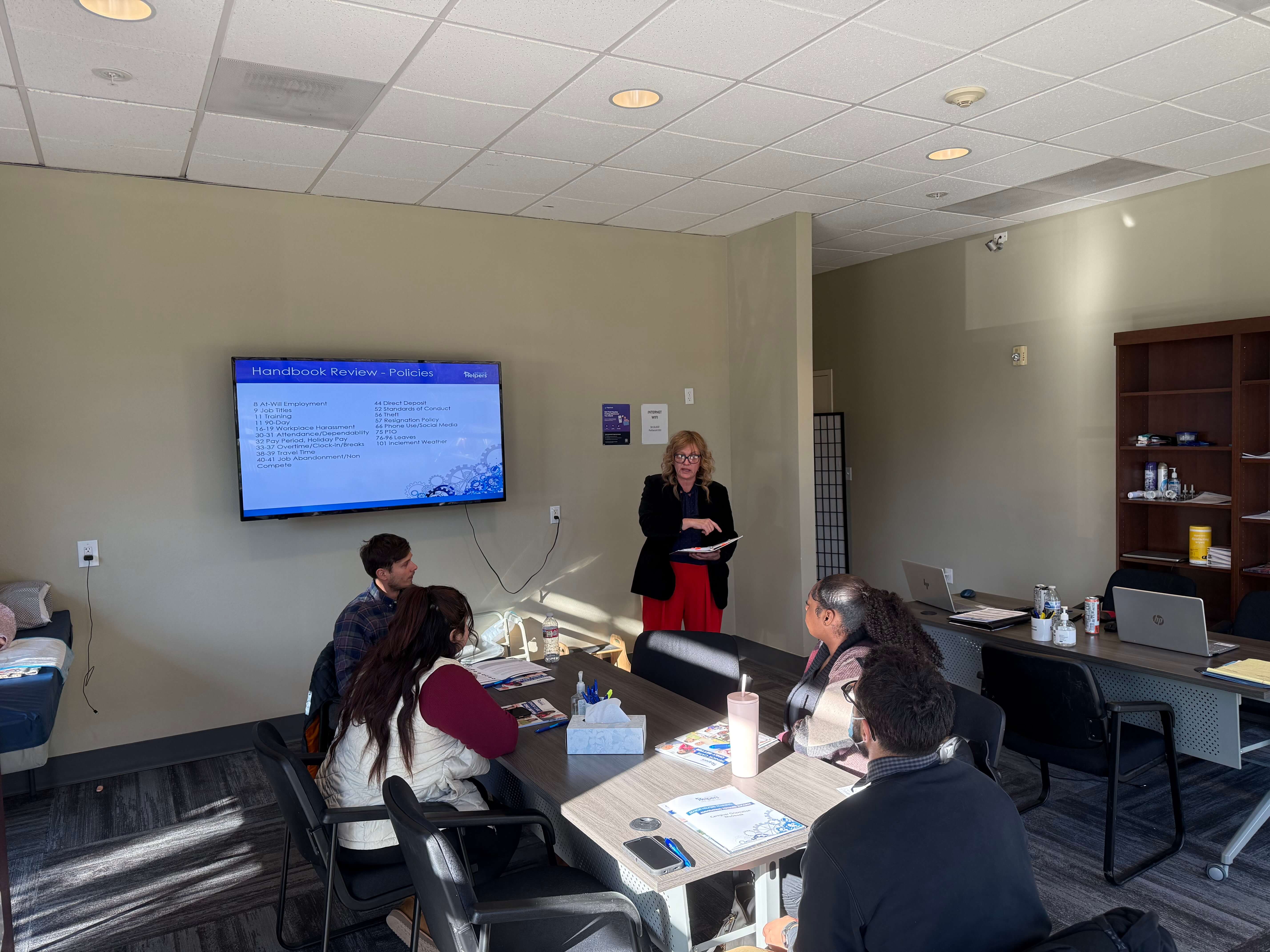 Care Manager and Trainer, Lisa Willock setting our New Hires up for success during the Portland Orientation and Safety Training