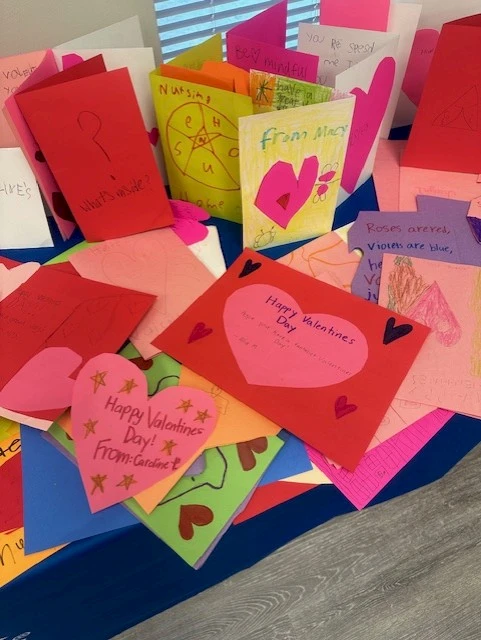 Valentine's Day cards made by local students distributed to seniors in our community